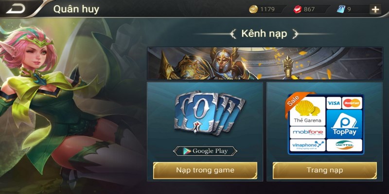 Nạp thẻ game bằng credit card
